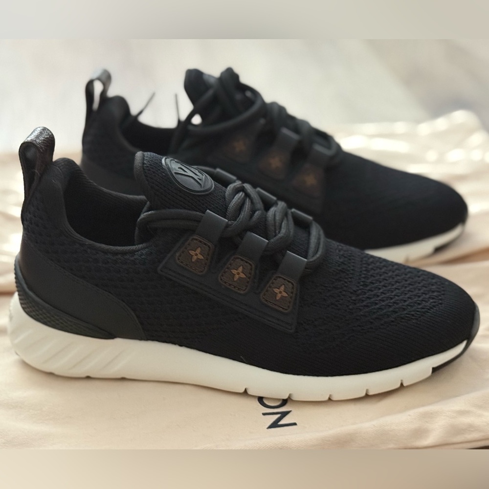 Louis Vuitton Black Knit Sneakers with White Sole